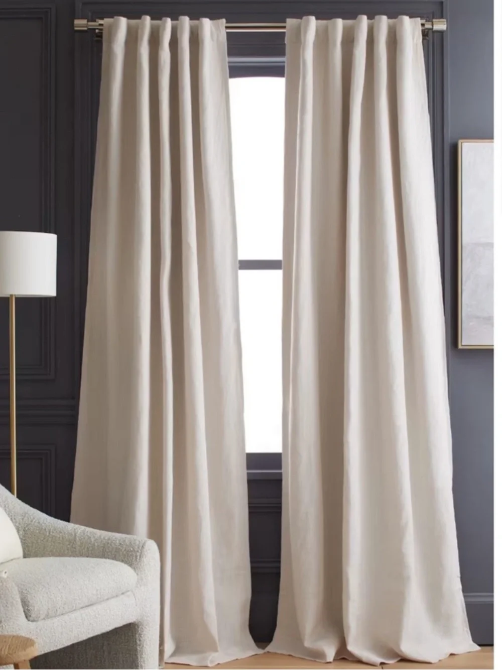 QUINCE Set Of 2 48x96 Heavyweight European Linen Room Darkening Curtains 0103